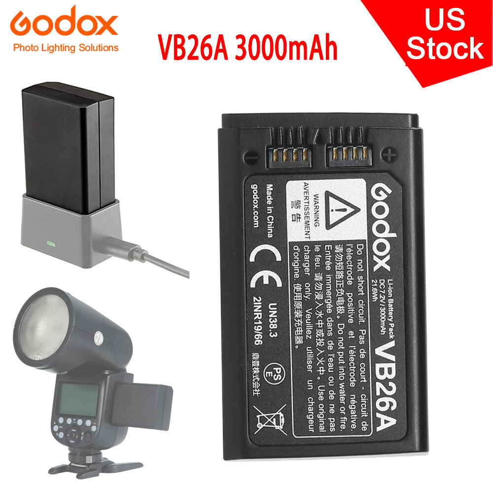 US Godox Upgraded Version VB26A/B 3000mAh Li-ion Battery for V1 V860III V850III