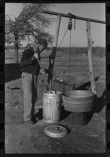 Creek County Oklahoma Pomp Hall Family 1940 Farm Churning Butter Well Pump