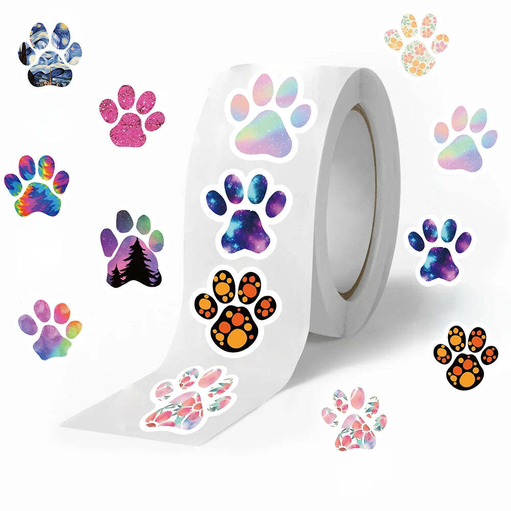 500pcs/Roll Creative Dog Paw Stickers Children Learning Reward Stationery Sticke