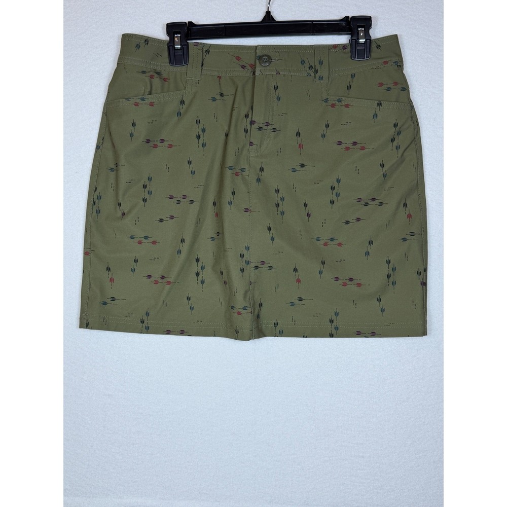 Eddie Bauer Womens Adventurer 2.0 Skort Green Geometric Print Size 8 Gorpcore