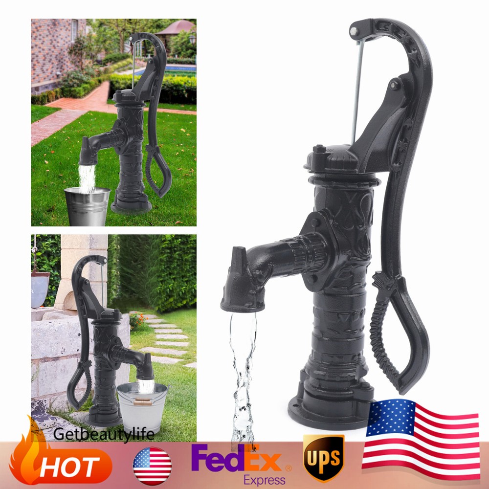 Cast Iron Hand Pump Well Water Pitcher Press Suction Home Yard Ponds Garden kits