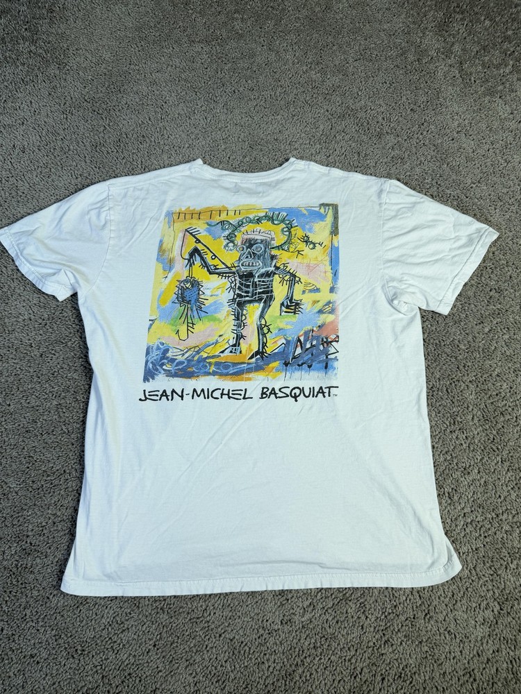 Jean-Michel Basquiat Shirt Mens L White Graphic Crew Neck Cotton Jersey