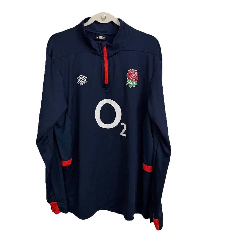 Umbro England Mid Layer Top Mens XL Blue 1/4 Zip Pullover Drill Pro Training