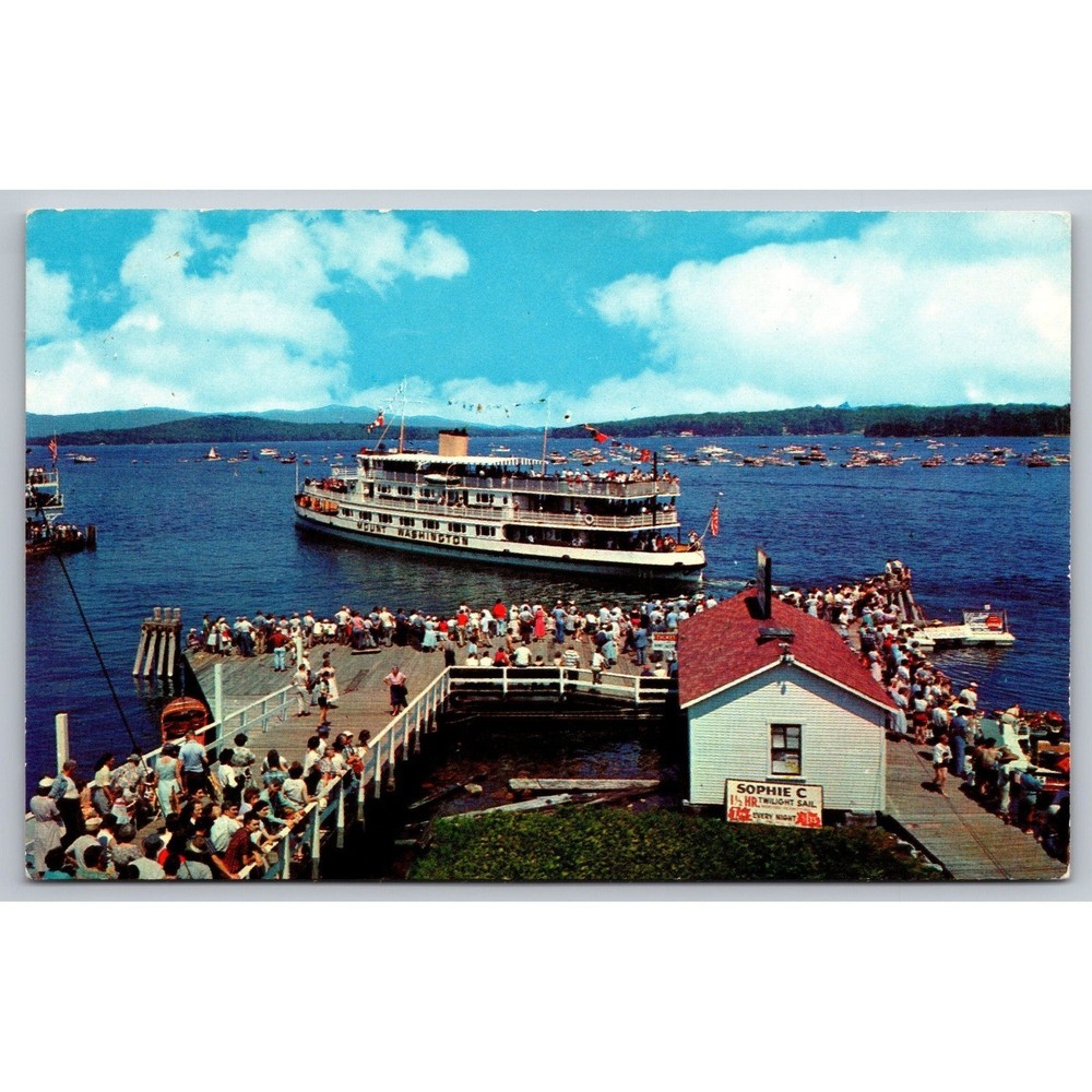Mount Washington Boat-O-Rama Weirs Beach NH Lake Winnipesaukee Postcard K-6454