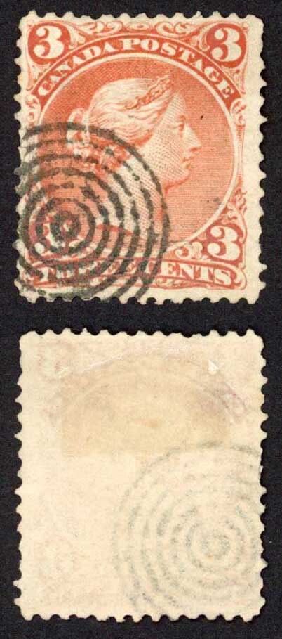 Canada SG49 3c Red-brown Thin transparent paper Fresh Colour Cat 40 pounds