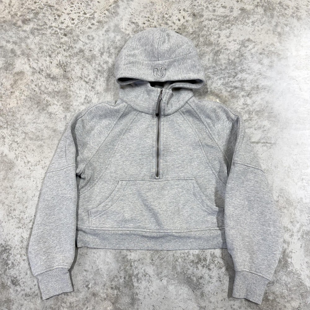 Lululemon Scuba Hoodie Womens XS/S Gray Cropped 1/2 Zip Fleece Pullover