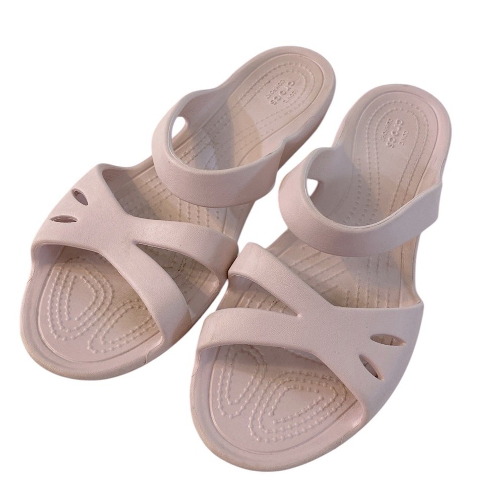 Crocs Kelli Strappy Comfort Slip On Sandals Size 8 Barely Pink