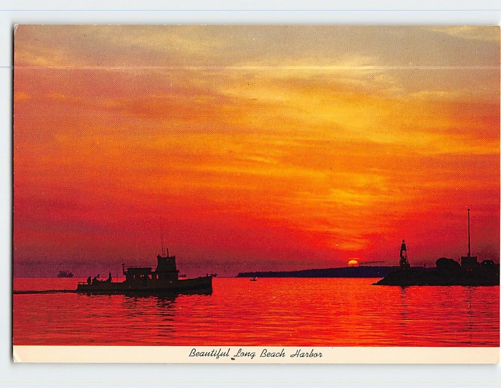 Postcard Harbor of Long Beach California Sunset USA