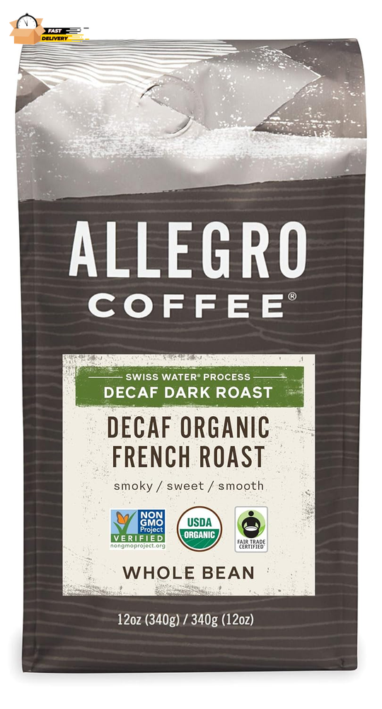 Decaf Organic French Roast Whole Bean Coffee, 12 Ounce (Pack of 1)