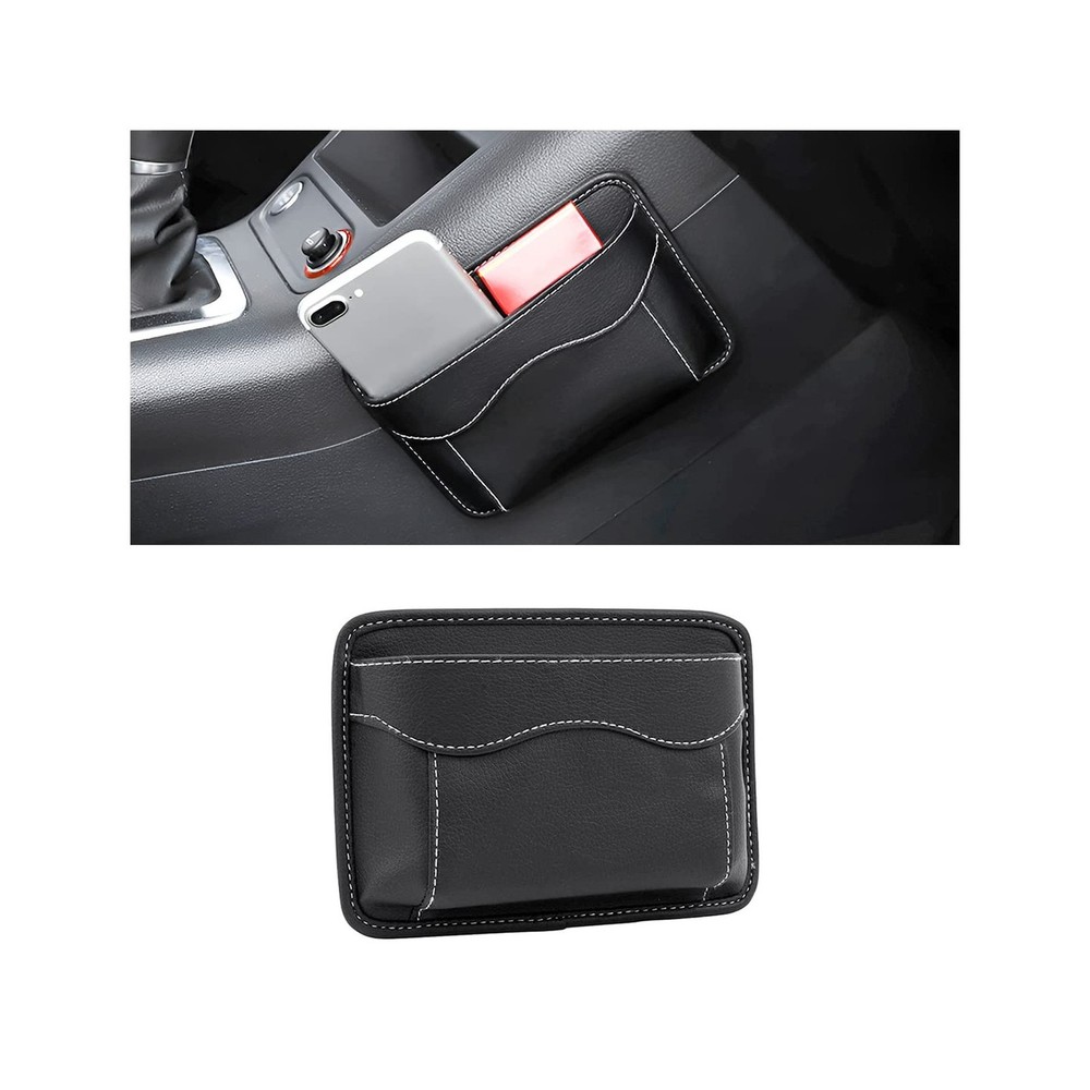 Car Seat Side Pocket Organizer, PU Leather Mini Storage Bag for Auto Door Win...