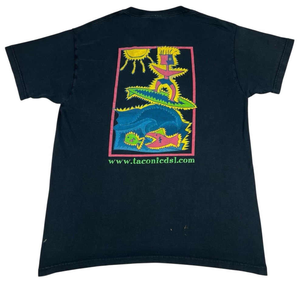 Vtg 90s Taconic T Net Internet Access DSL Tech Computer Web Surf Promo Tee Large