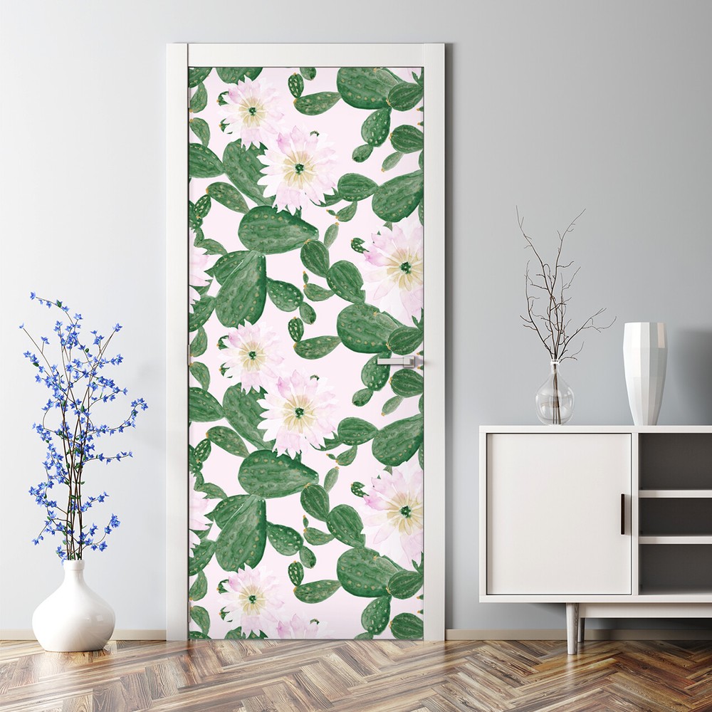 Bubble Free Door sticker Cacti Flowers Cactus Peel and stick Decal Decal