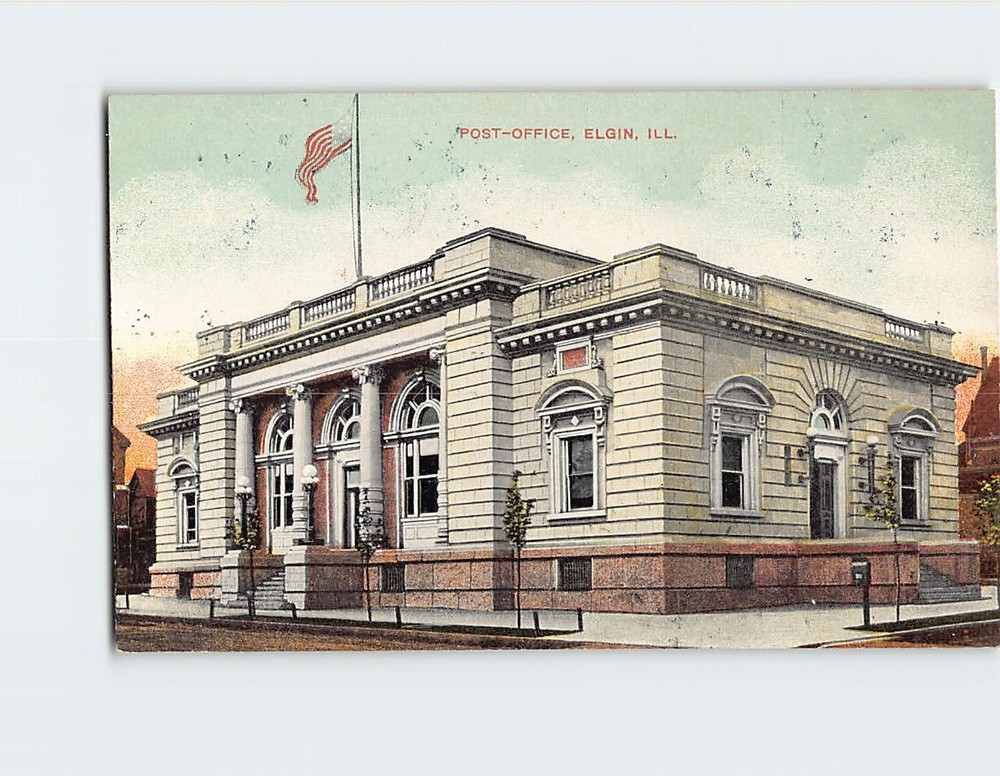 Postcard Post Office Elgin Illinois USA