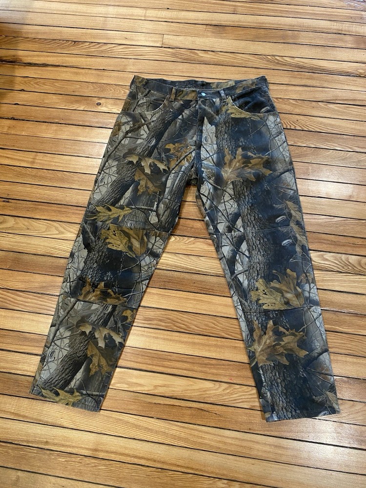 Realtree Wrangler Mens 38-32 Camo Double Knee Hunting Workwear Pants Y2K Brown