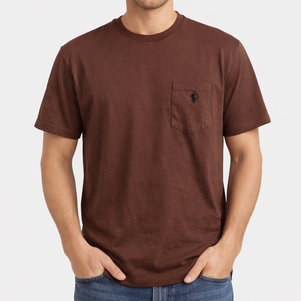 Vintage 90s Polo Ralph Lauren Brown Pocket T Shirt L Single Stitch Black Pony