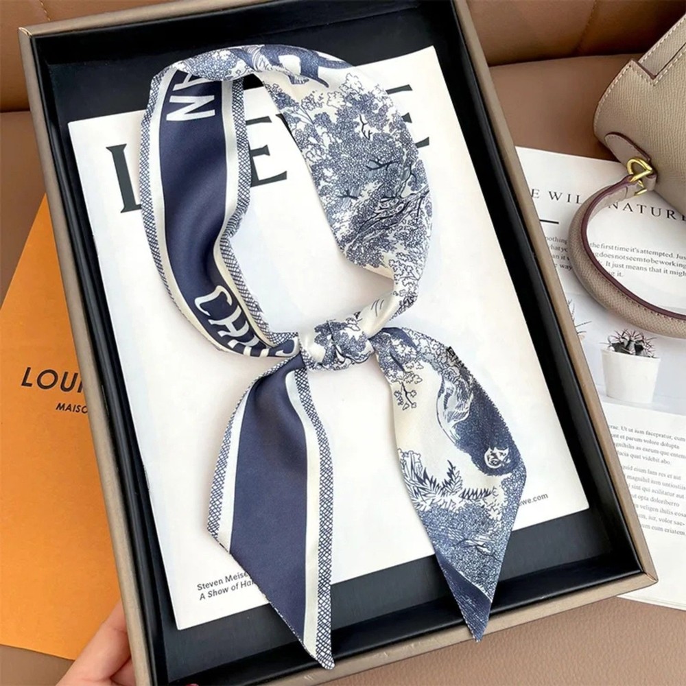 Luxury silk-like headband scarf for hair or bag accessories