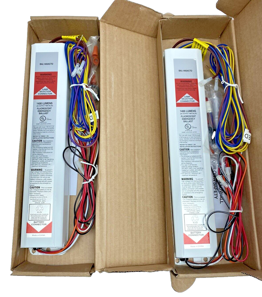 Lot Of 2, BAL1400ACTD Fluorescent Emergency Ballast, 1400 Lumens, 120/277 VAC