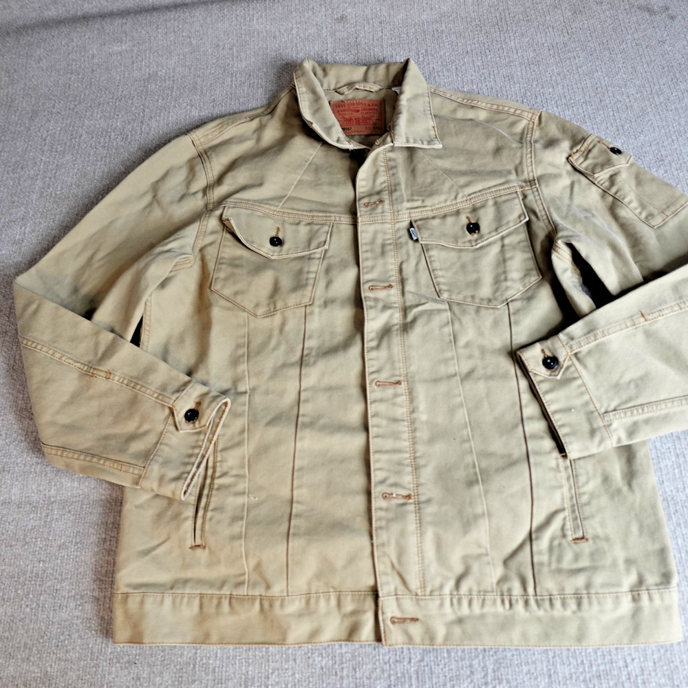 Levi's Mens Jacket 2XL Beige Trucker Corduroy Zip Button Front 70167