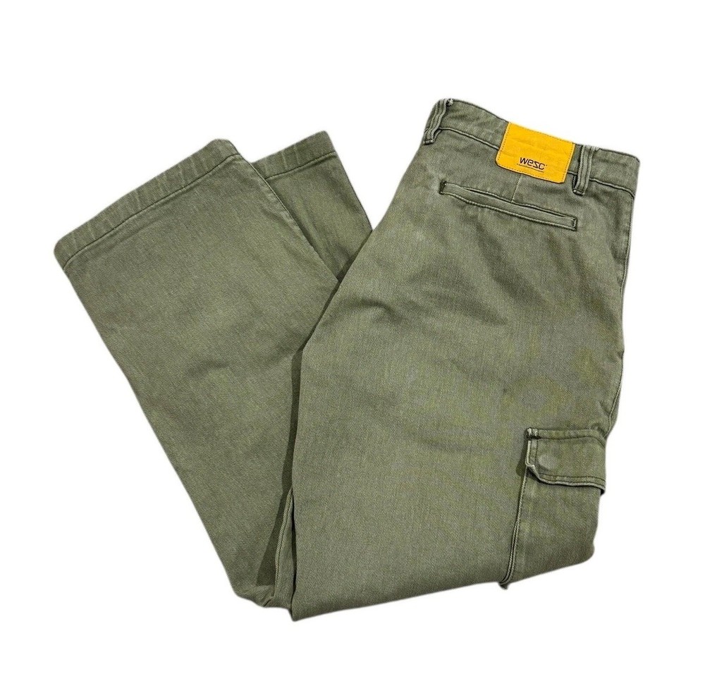WeSC Pants Mens 36x32 Green Cargo Relaxed Leg Baggy Streetwear Y2K Wide