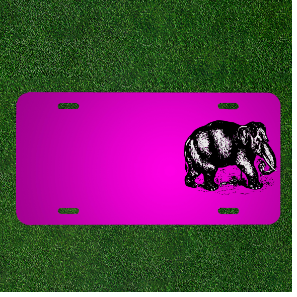 Custom Personalized Car License Plate with Names on Dark Grass Elephant Design