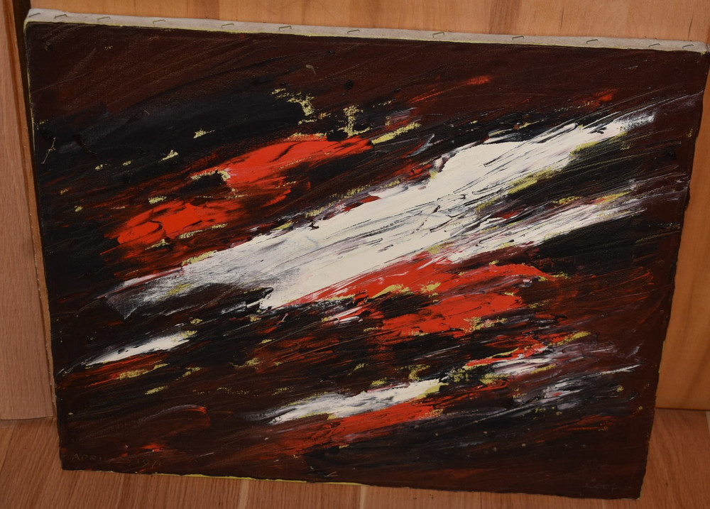 Vintage 1971 Boston Mid Century Abstract Painting Edward Cooper 20x25