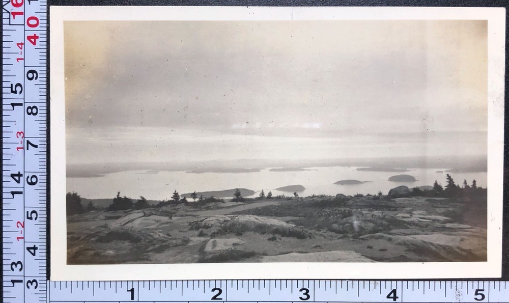 View from Cadillac Mountain Acadia National Park Vintage BW Photo Snapshot #2-image