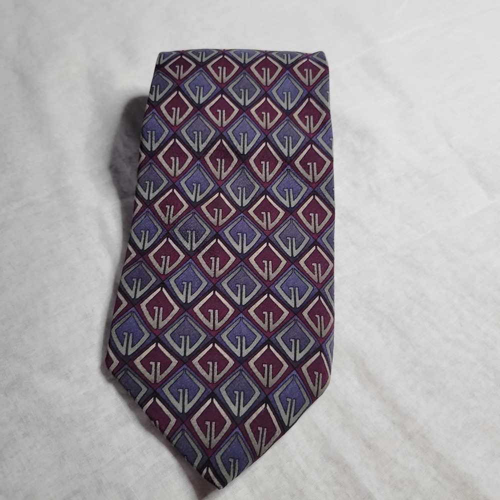 Vintage Grateful Dead Ninth Set Silk Tie Purple Geometric Diamond 1995 Hand Made