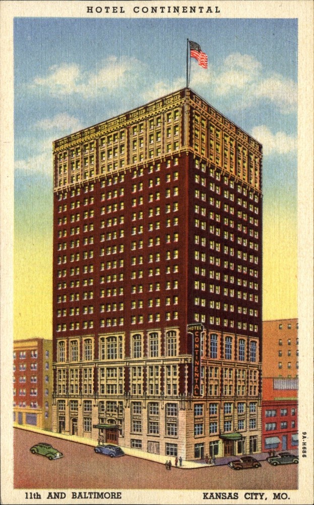 Hotel Continental ~ Kansas City Missouri MO ~ 1930s vintage postcard