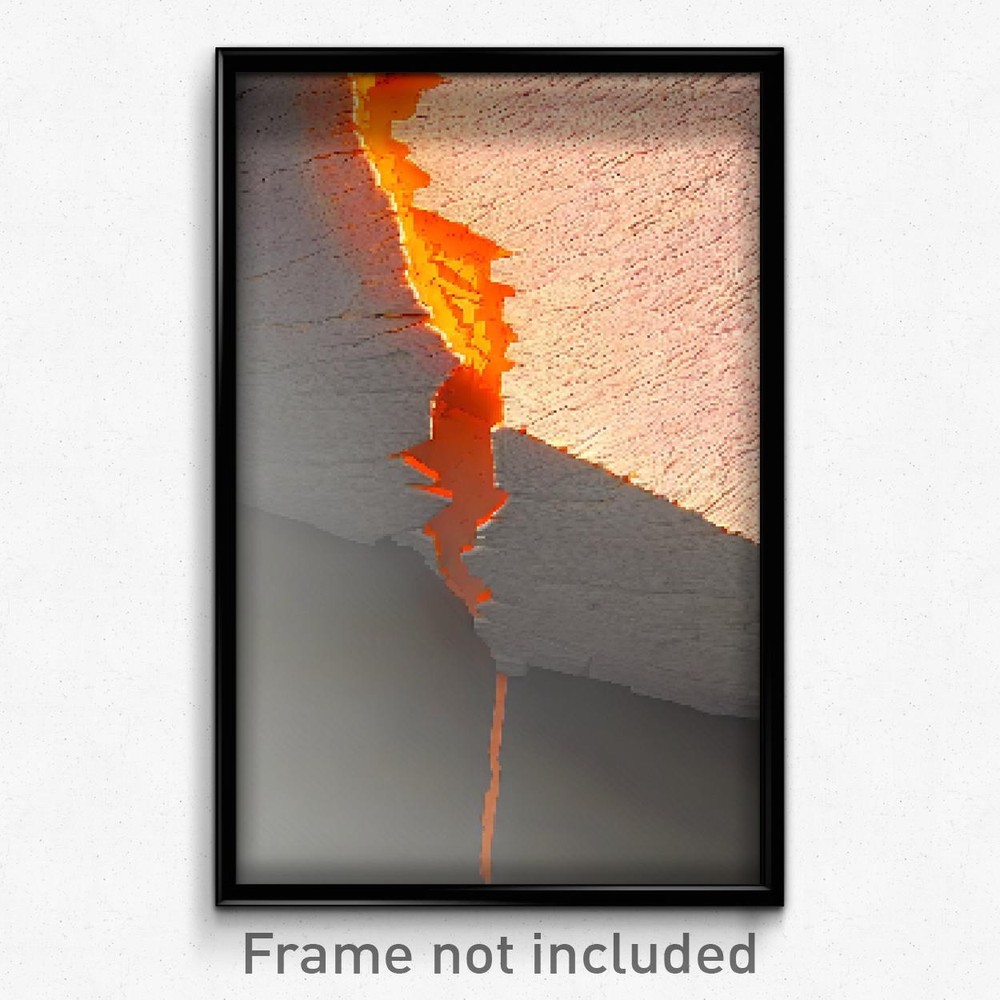 8 Bit Orange Crack Pixel Art Psychedelic Trippy Gamer Poster