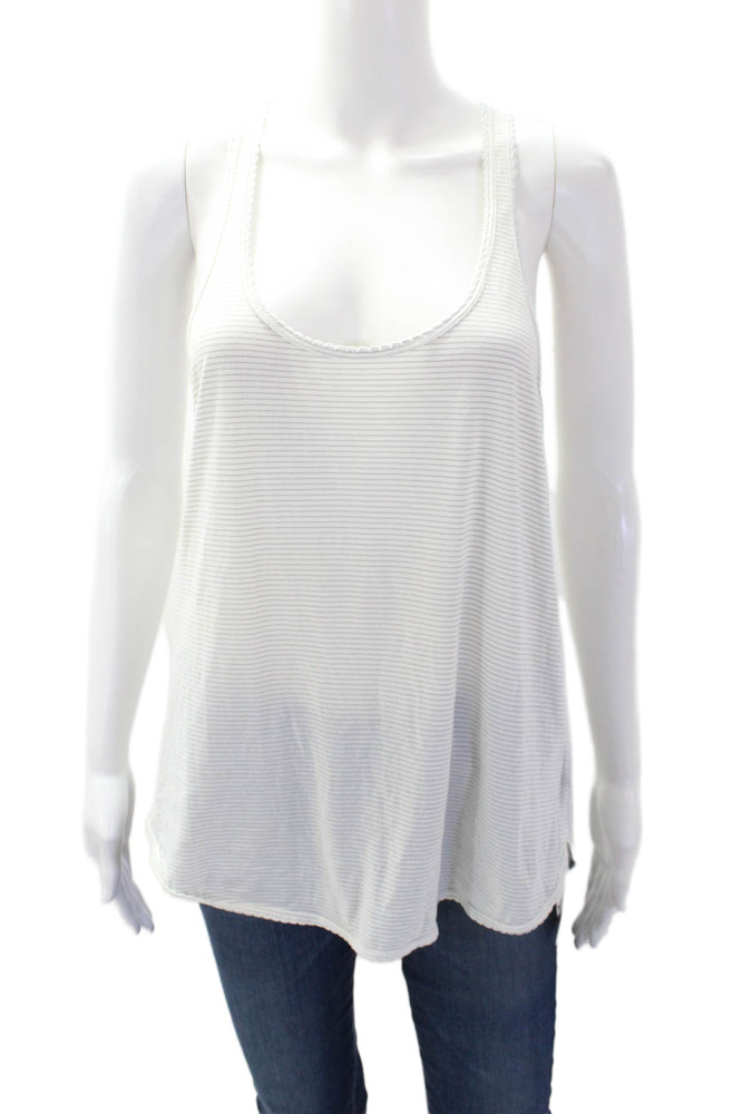Lululemon Womens Striped Sleeveless Pullover Tank Top White Grey Size 6Free Shipping in US $100+ Orders | $6.95 Orders Below