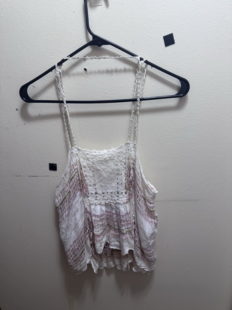 New Romantics White Lace Crochet Boho Camisole Tank Sz S Festival Fairy Coquette