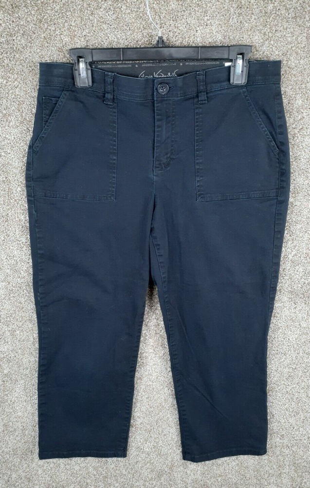 Gloria Vanderbilt Womens Nadine Comfort Waist Mid Rise Crop Capri Pant Size 8 Black