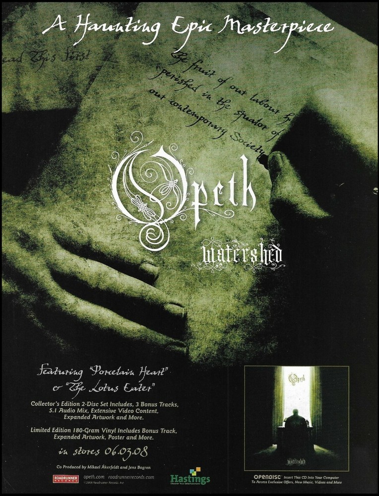 Opeth Watershed 2008 album advertisement Roadrunner Records 8 x 11 ad print