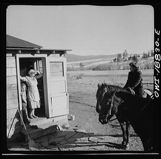 Moreno Valley New Mexico George Mutz Ranch 1900s Woman on Horse Country Cabin
