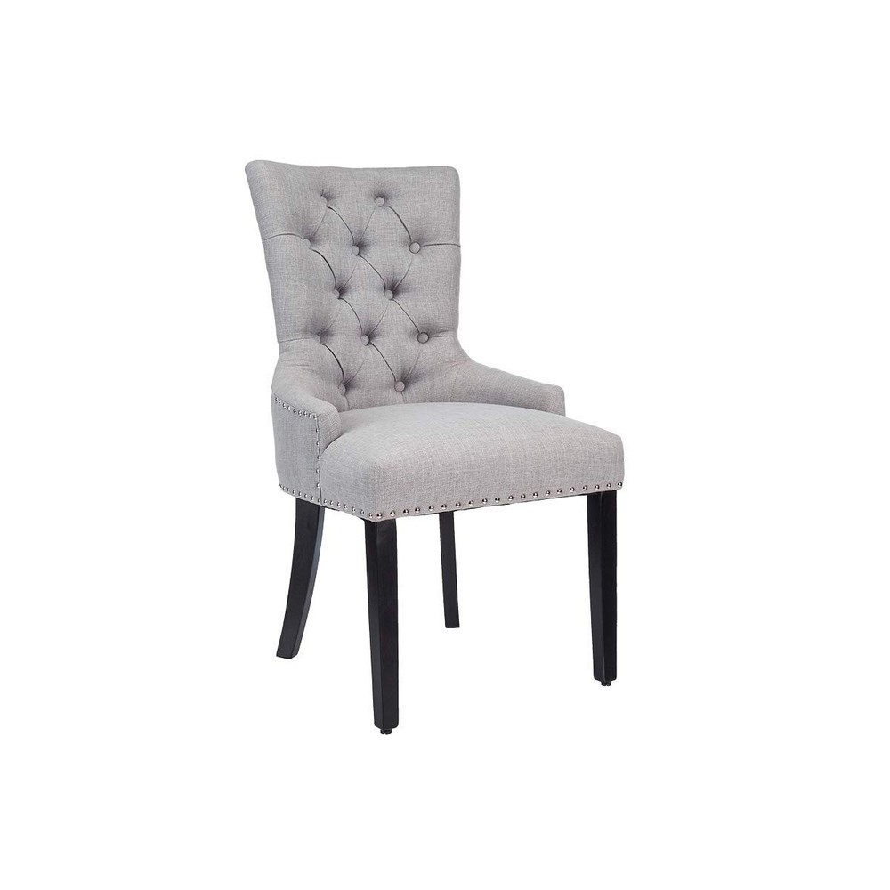 Modern Elegant Button-Tufted Fabric Dining Chair with Nailhead Trim