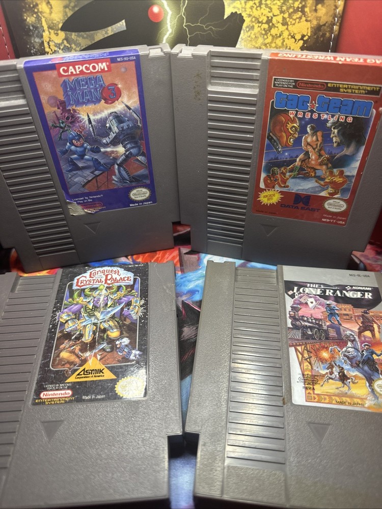 NES Game Lot Of 4 Rare Games The Lone Ranger Megaman Wrestling Ect