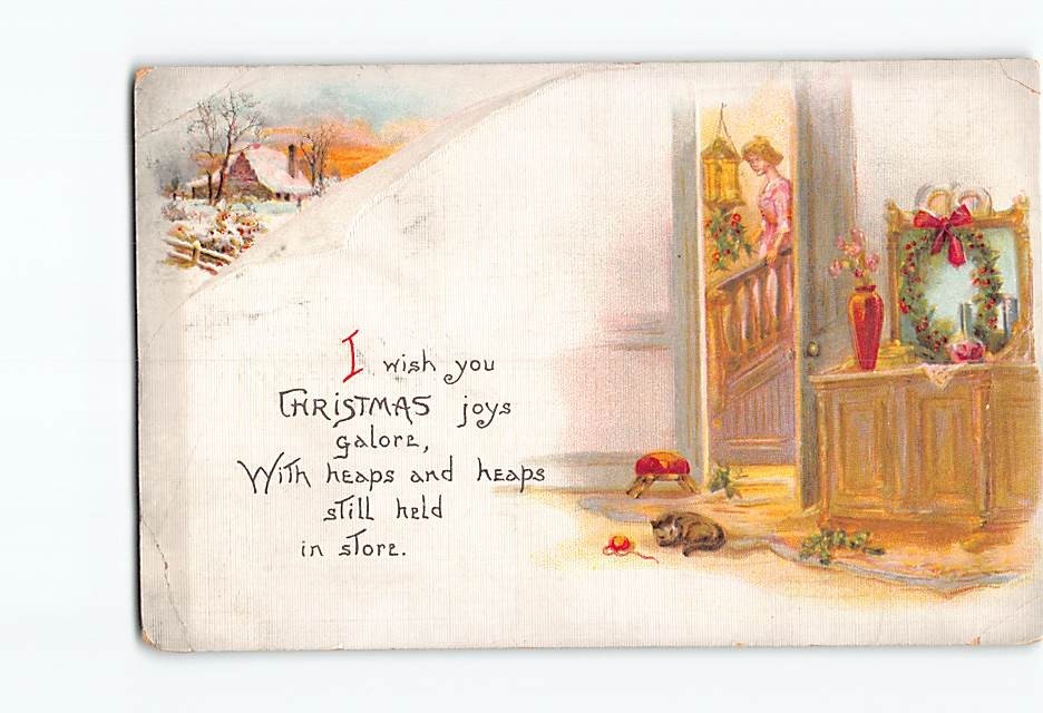 Postcard Embossed Holiday Art Print Christmas Greeting Card