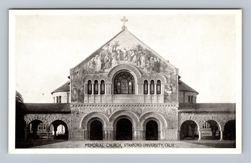 Stanford CA-California Memorial Church University Vintage Postcard