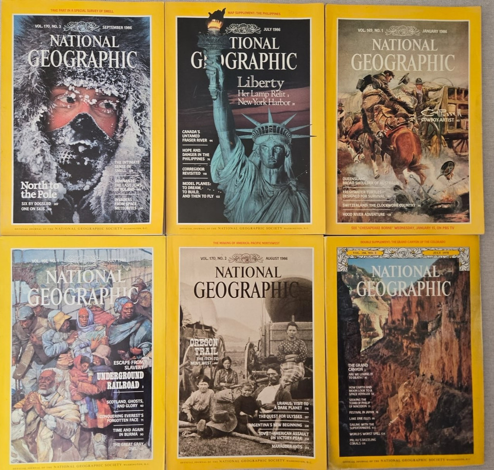 Vintage 1970-80s NATIONAL GEOGRAPHIC Magazine Lot of 6 Historical Relocations
