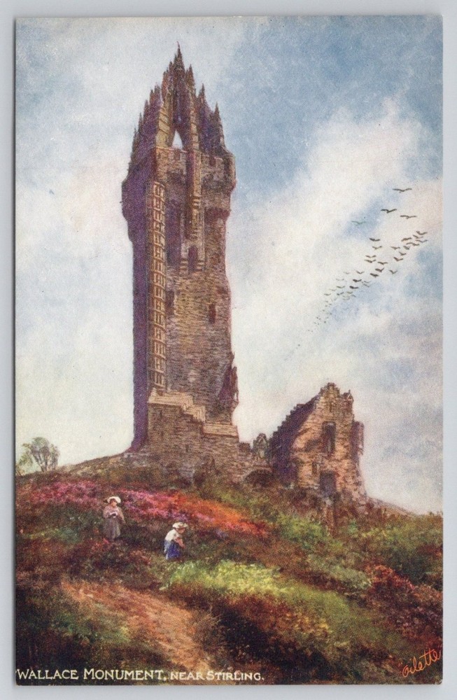 Wallace Monument Stirling Scotland Raphael Tuck Oilette Postcard Vintage