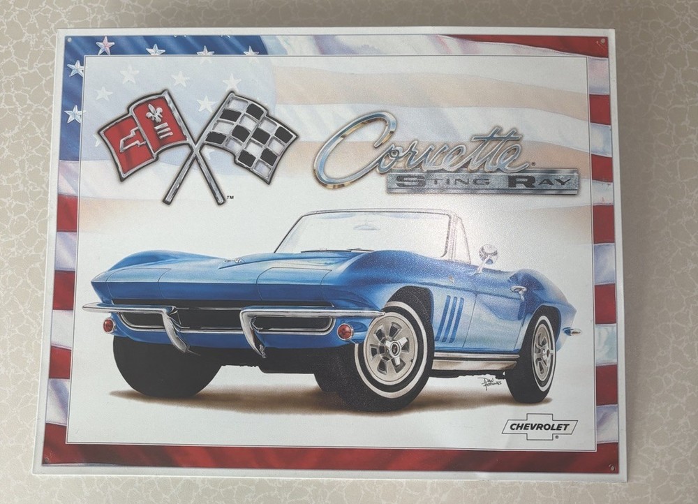 1965 CORVETTE STING RAY Metal Tin Sign Chevrolet Licensed by GM 16x12” Man Cave