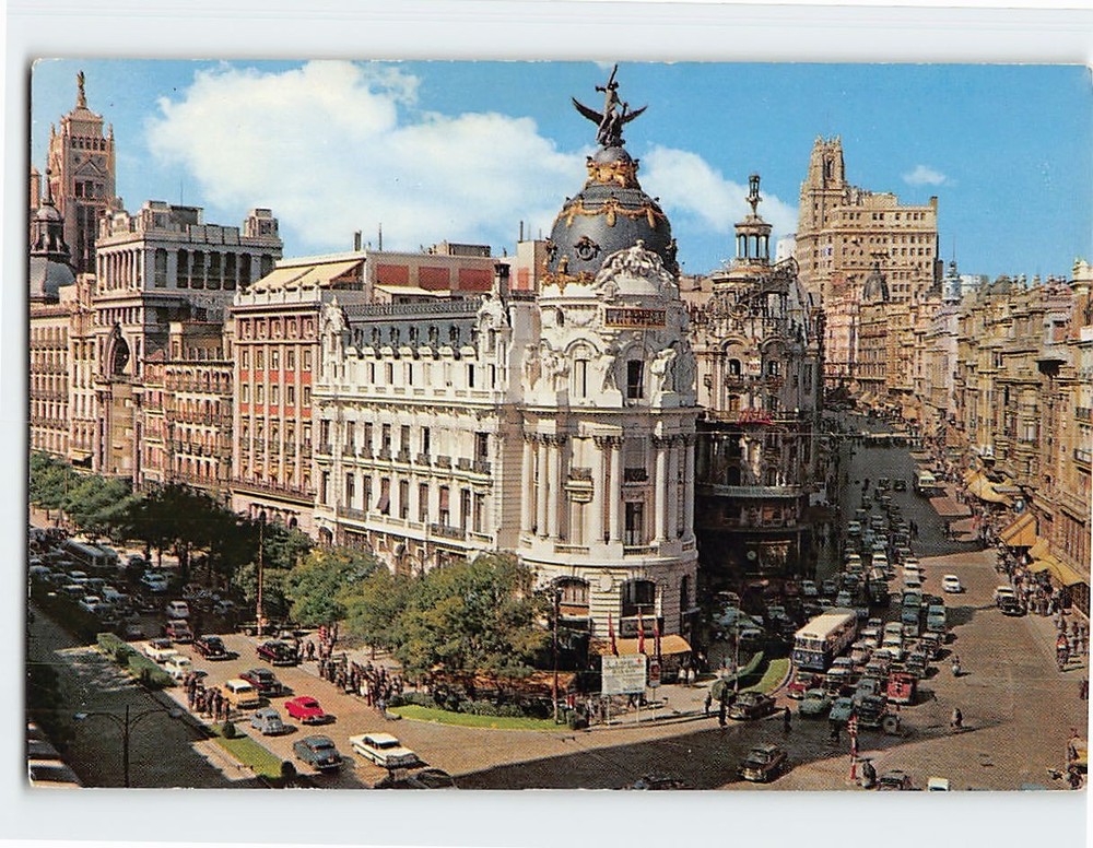 Postcard Alcala Street & Jose Antonio Avenue Madrid Spain