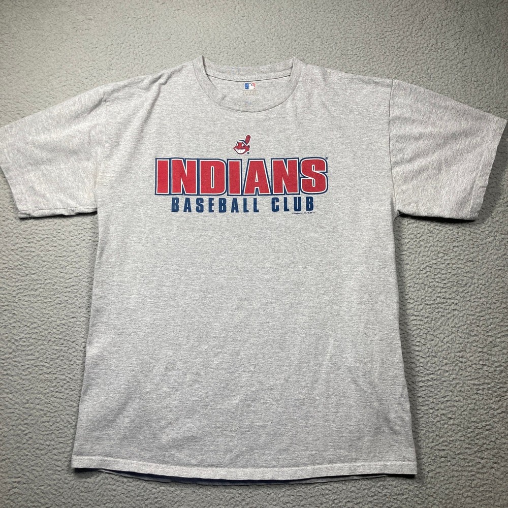 Vintage Cleveland Indians Baseball Club T Shirt Mens Large Gray Chief Wahoo MLB