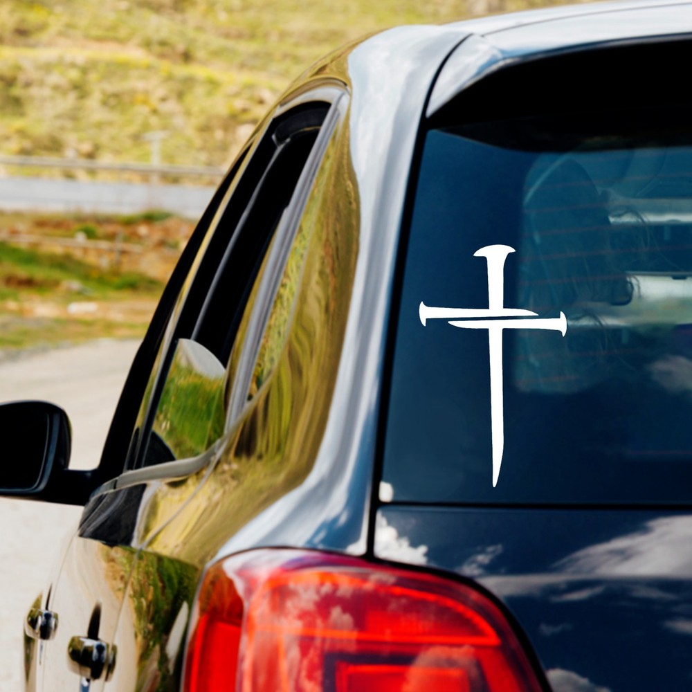 Cross Nails Vinyl Decal Sticker for Car Truck Window Laptop Jesus Christ Christian Faith Symbol