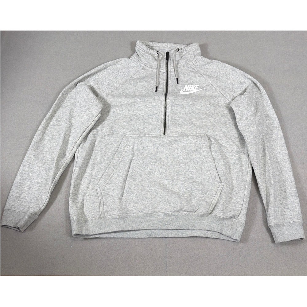 Nike Womens Quarter Zip Pullover Sweatshirt Heather Gray Mock Neck Size Medium