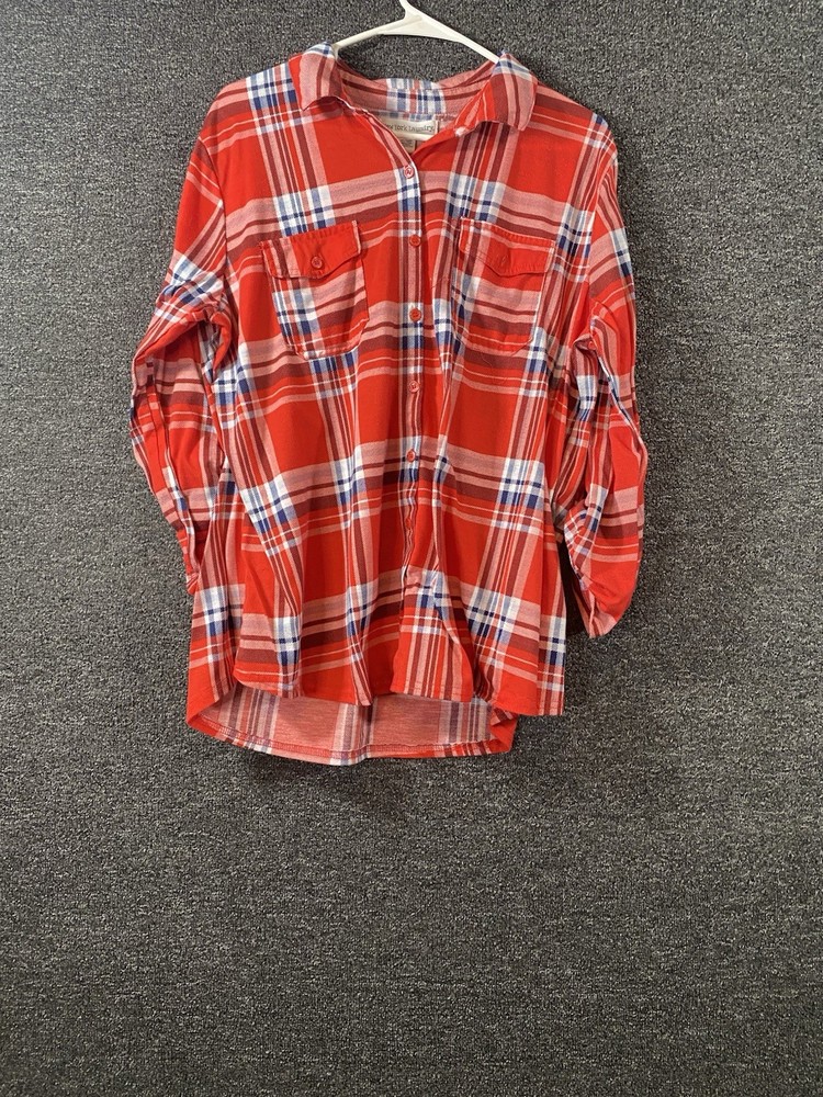New York Laundry Women’s Plaid Shirt Button Down Roll Tab Sleeves Size 1X
