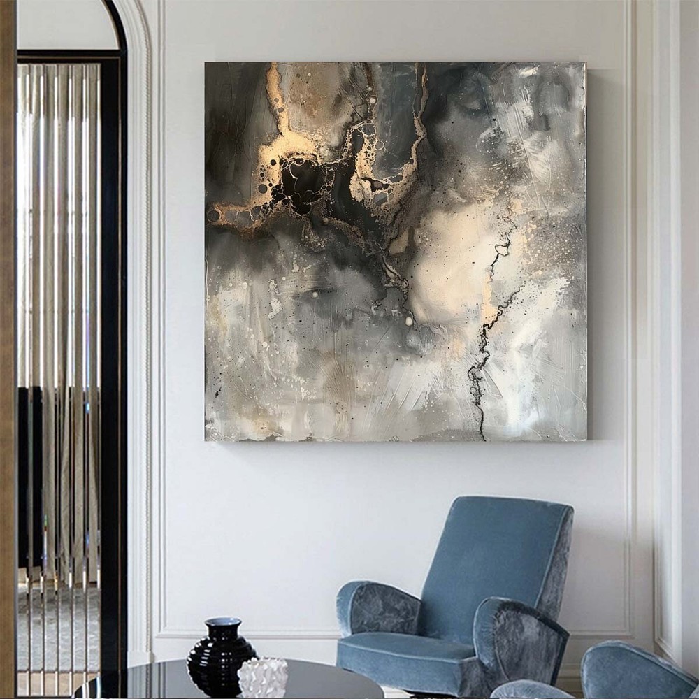 Abstract Canvas Painting Oil Painting Abstract Large ABlack Wall Art Golden