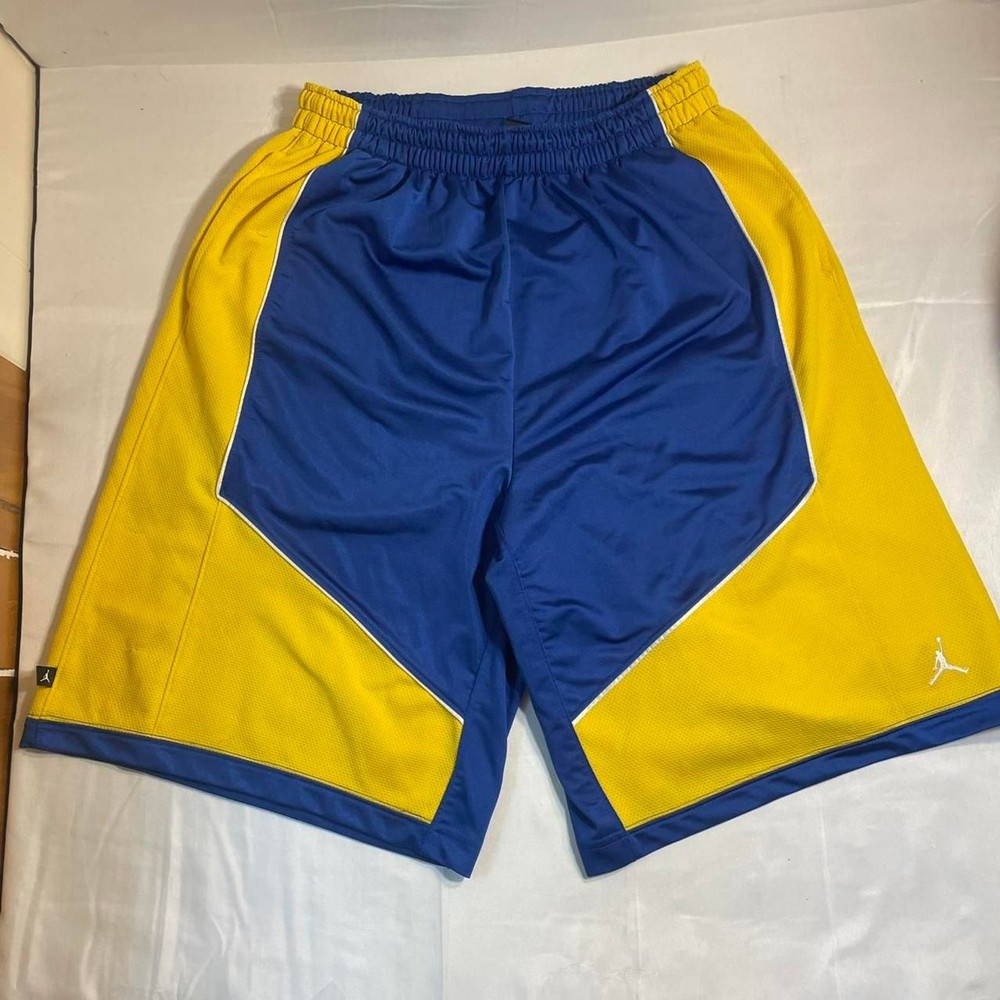 Nike Air Jordan Blue & Yellow Basketball Shorts Men's XL Jumpman Mesh