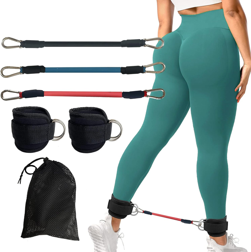 Booty Ankle Resistance Bands with Cuffs, Strap Legs Bands, for Kickbacks and Hip