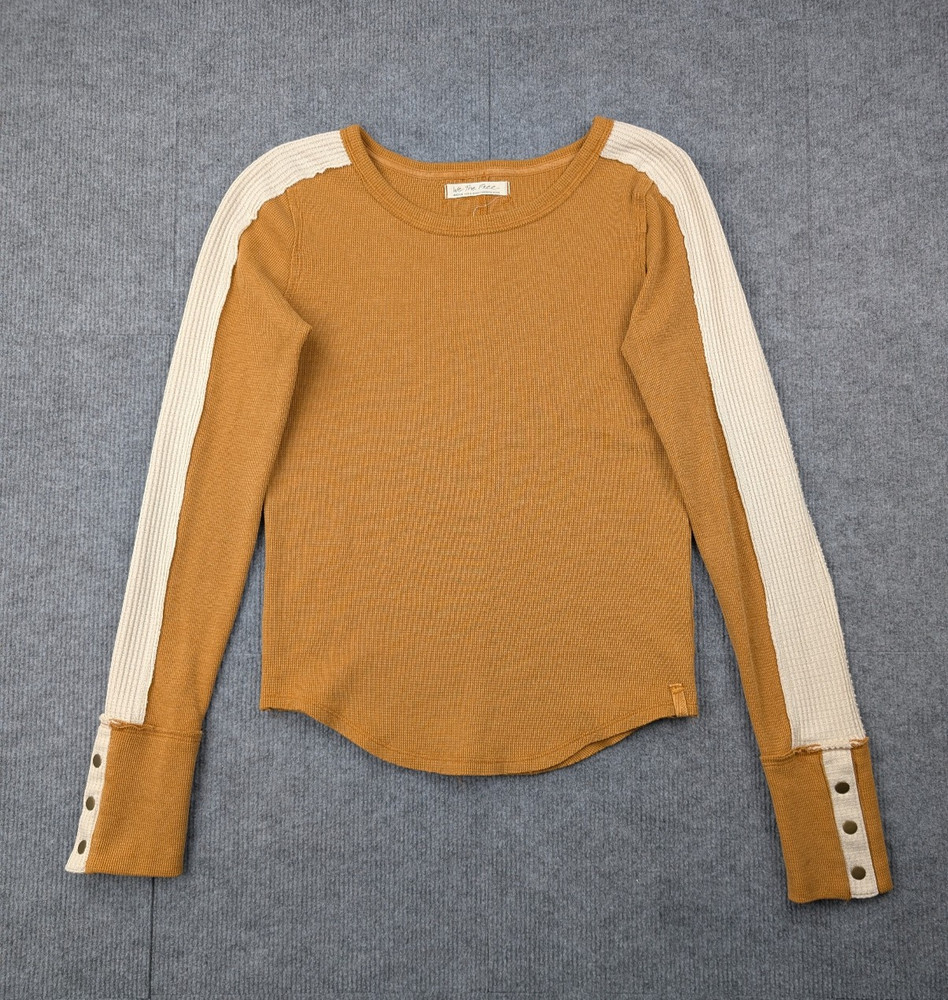 We The Free People Thermal Shirt Womens Medium Layering Y2K Cuff Waffle Boho